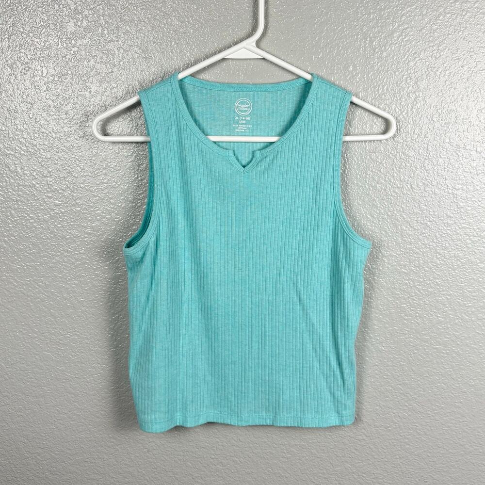 Wonder Nation Juniors Size XL 14-16 Plus Pale Light Blue Sleeveless Tank Top